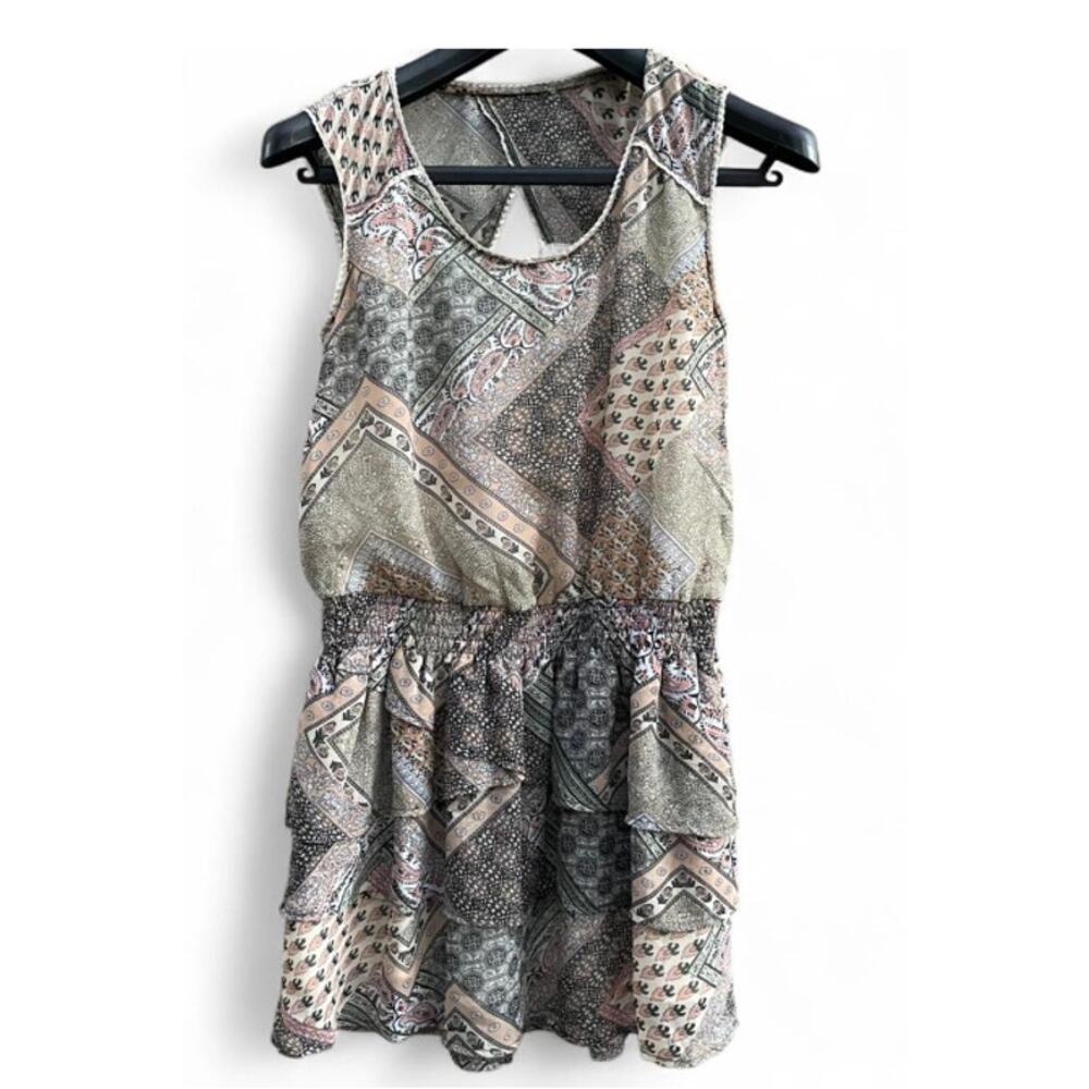 Nylore Apparel Mixed Patchwork Paisley Sleeveless Ruffle Dress Medium - Picture 5 of 7